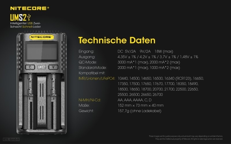 Nitecore-UMS2-2 Nitecore UMS2 2 Schacht USB Ladegerät