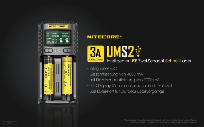 Nitecore-UMS2-3 Nitecore UMS2 2 Schacht USB Ladegerät