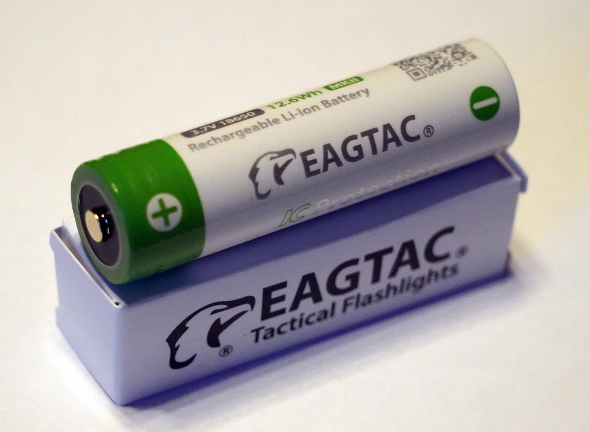 EAGTAC 18650 Lithium Akku, 3400mAh, protected
