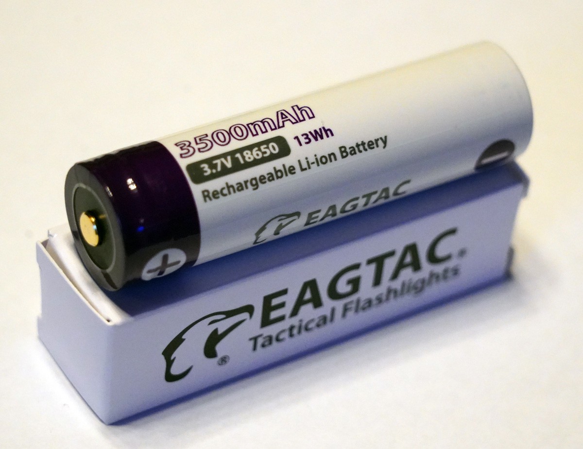 EAGTAC 18650 Lithium Akku, 3500mAh, protected
